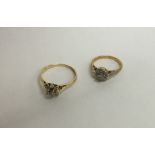 Two diamond and 18 carat gold rings. Approx. 5.3 g