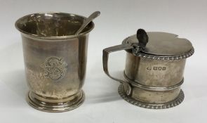 An Edwardian silver drum mustard with plain thumb