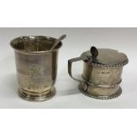 An Edwardian silver drum mustard with plain thumb