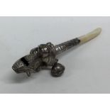 A good Georgian bright cut silver whistle / rattle