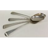 A pair of OE pattern silver dessert spoons. London