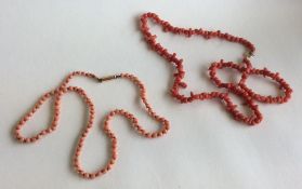 Two strings of Antique coral beads. Approx. 23 gra