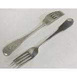 A pair of Provincial Irish silver table forks. By