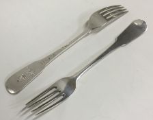 A pair of Provincial Irish silver table forks. By