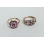 Two 9 carat ruby and diamond rings. Approx. 6.2 gr