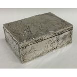 A Continental rectangular silver box decorated wit