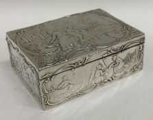 A Continental rectangular silver box decorated wit