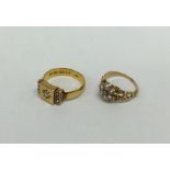Two 18 carat pearl and diamond set rings. Approx.