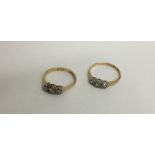 Two 18 carat diamond mounted rings. Approx. 4 gram