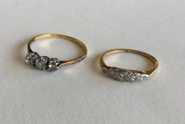 Two diamond three stone rings. Approx. 3.9 grams.