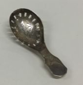 A good Georgian silver bright cut caddy spoon engr