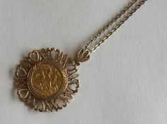 A 1914 half sovereign mounted as a pendant on fine