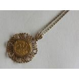 A 1914 half sovereign mounted as a pendant on fine