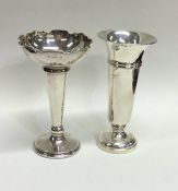 A silver tapering spill vase together with one oth