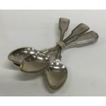 Four fiddle pattern silver teaspoons. Various date