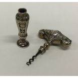 A rare 18th Century Dutch silver corkscrew attract