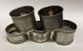 A group of Continental silver napkin rings. Approx