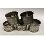 A group of Continental silver napkin rings. Approx