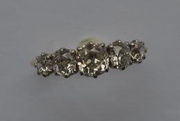 A large Antique diamond five stone ring of taperin
