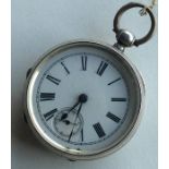 A good silver open face pocket watch with white en