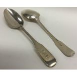 Two heavy Irish silver fiddle pattern tablespoons