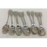 A set of ten fiddle pattern silver teaspoons. Lond