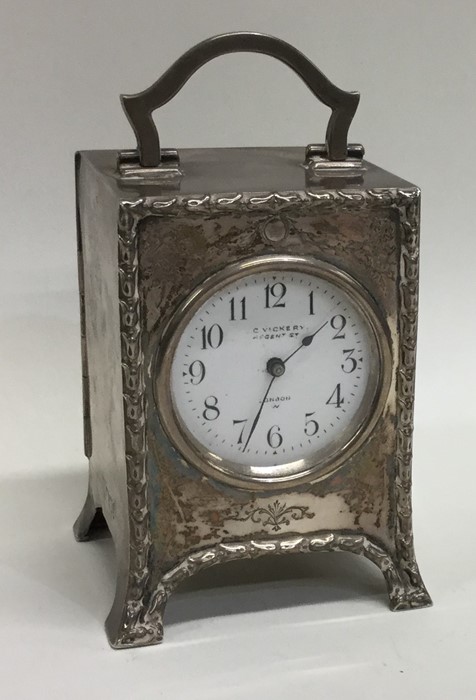 A good Edwardian silver mantle clock on bracket fe - Image 2 of 2