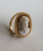 An Antique gold mounted and hard stone cameo scarf