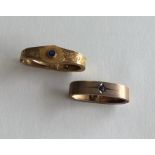 Two Victorian 9 carat sapphire mounted scarf clips