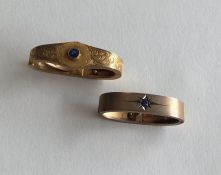 Two Victorian 9 carat sapphire mounted scarf clips
