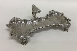 A heavy George II silver snuffer tray decorated wi