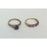 Two 9 carat ruby and diamond rings. Approx. 5.3 gr