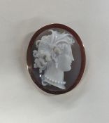 A hard stone cameo of a lady's head in high relief
