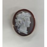 A hard stone cameo of a lady's head in high relief