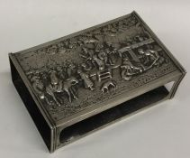 A good Dutch silver match case embossed with figur