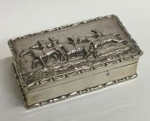 A rectangular hinged top box depicting horses. Lon