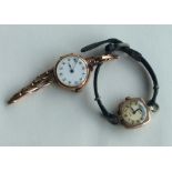 Two lady's 9 carat mounted wristwatches. Approx. 3