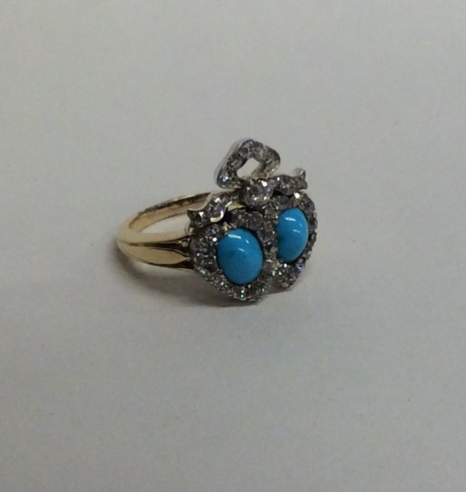 An unusual Victorian turquoise and diamond double