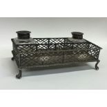 A good Georgian miniature silver inkstand with pie