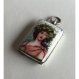 An attractive enamelled silver locket / photograph