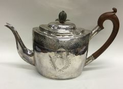 EXETER: An early Georgian bright cut silver teapot