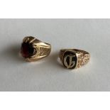 Two 9 carat gold signet rings. Approx. 13 grams. E