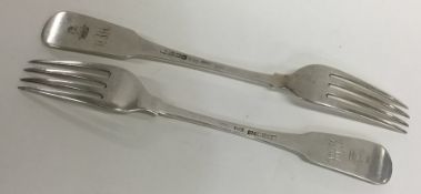 A pair of Provincial Irish silver table forks. By