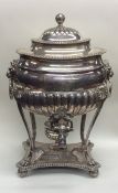 A large Georgian silver plated half fluted samovar