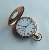 A 9 carat Half Hunter pocket watch with white enam