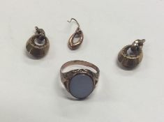 A gent's cygnet ring together with earring etc. App