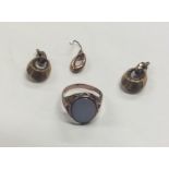 A gent's cygnet ring together with earring etc. App