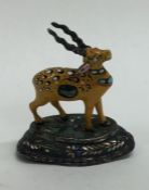 A novelty silver and enamelled model of an antelop