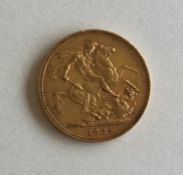 An 1884 full sovereign. Est. £200 - £300.