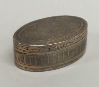 A Georgian oval silver bright cut snuff box with g